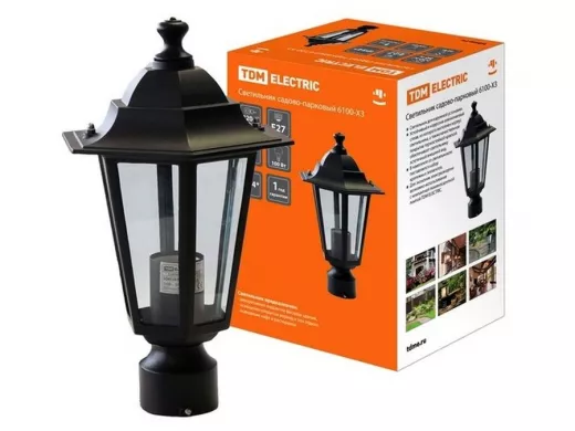 Светильник TDM садово-парковый 6100-03 шестигранник,100Вт,на опору,черный SQ0330-0008