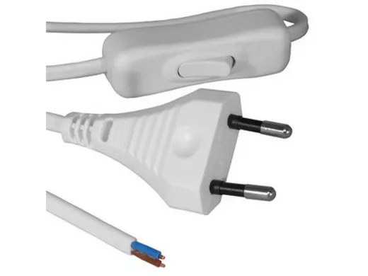 Сетевой шнур с выключателем для бра 1,8 метра ШВВП-ВП 2x0.5мм "ABI 143523" белый