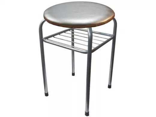 Табурет с полкой для вещей "TABURETTO-15426" серебристые ножки, серебристый верх