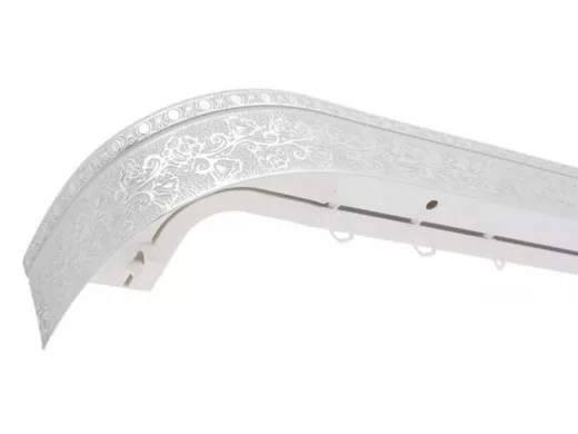 350см карниз КРУЖЕВО СЕРЕБРО БЕЛЫЙ 2х рядный с декор. планкой 70мм в инд. упаковке. ультракомпакт