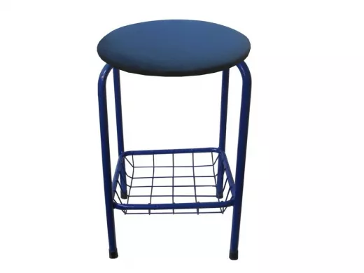 Табурет с подставкой для ног и корзинкой для вещей "TABURETTO-20402" синие ножки, синий, ткань