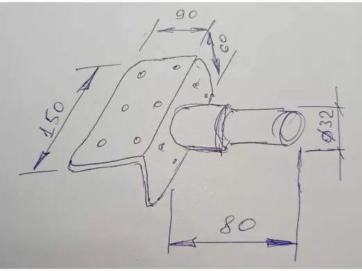 Кронштейн антенный, верхняя площадка 9х15см "ТОРЕЦКРЕП-217475" чёрный, диаметр 32мм, обжат на конце