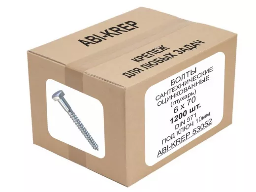 Болты сантехнические оцинкованные  6х 70 DIN 571 (   1шт) "ABI-KREP 53052" Глухарь, 11,68гр