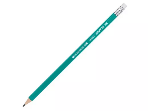 Карандаш чернографитный "BR-75520", 1 шт., НВ, с резинкой, пластиковый, зеленый корпус, заточен