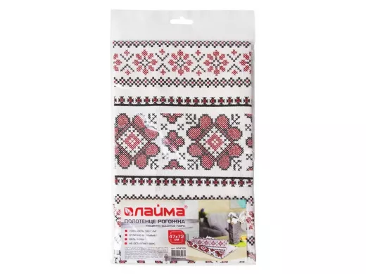 Полотенце рогожка набивное, 47х72см, 180 (+10) г/м2, "Вышитые узоры", европодвес "BR-78157"