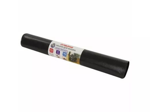 Мешки для мусора 240литров, черные в рулоне 5 штук,ПВД, 80мкм, 90х140см, особо прочные "BR-78276"