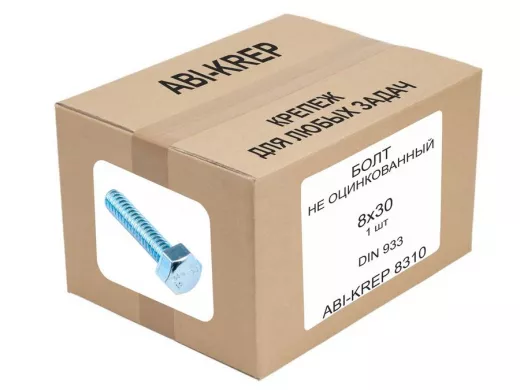 Болт оцинкованный  8х 30 DIN 933 (   1шт) "ABI-KREP 8310" 0,016кг, ключ 13мм, 1шт 15,5гр