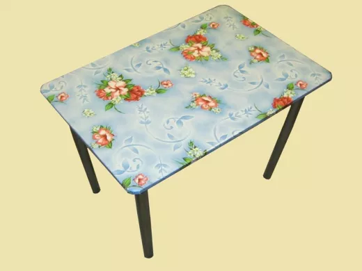 Стол сборно/разборный "COMBAT-1"  ( 0,45 х 0,65 ) синяя столешня , ноги - серебристый металлик